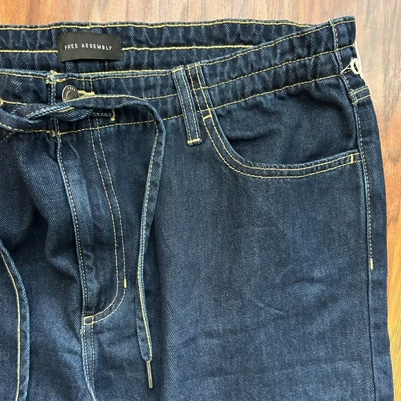 Wide Leg Jeans with Adjustable Tie Waist Loose Fitting  Flowy Comfy - Picture 6 of 12